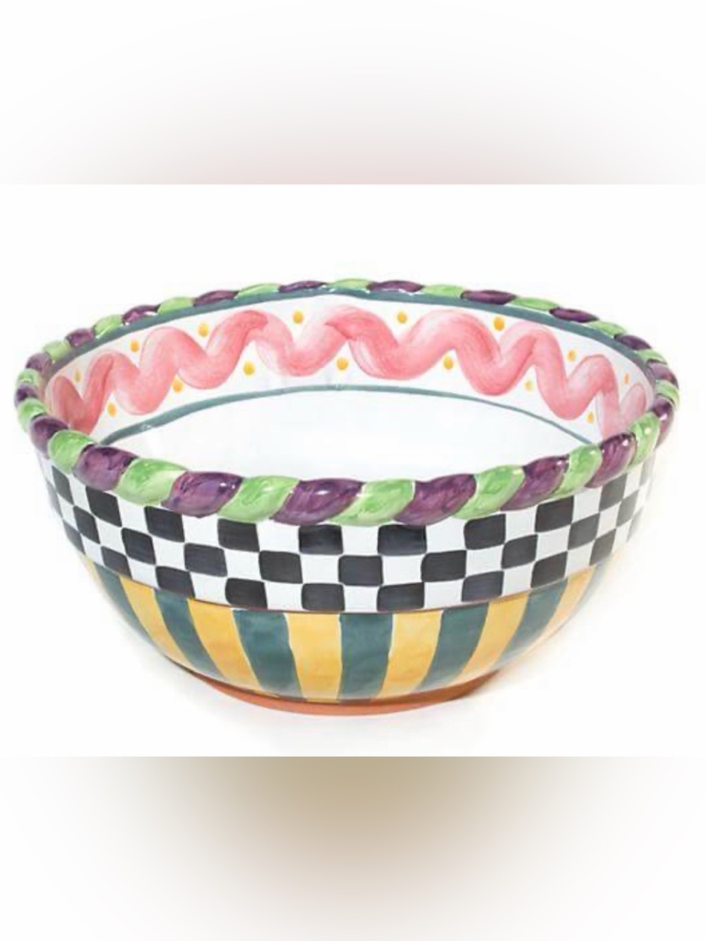 Mackenzie Childs Piccadilly Taylor Ceramic Bowl - Multicolor
